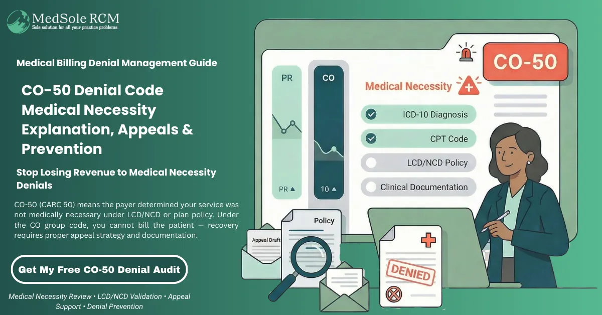 CO-50 Denial Code: Description, Causes, Solutions & Prevention Guide